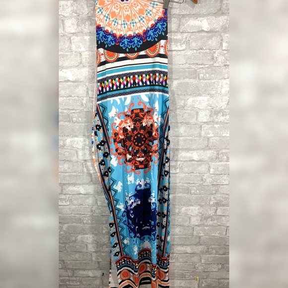 Light Blue Floral Maxi Dress - Picture 2 of 4